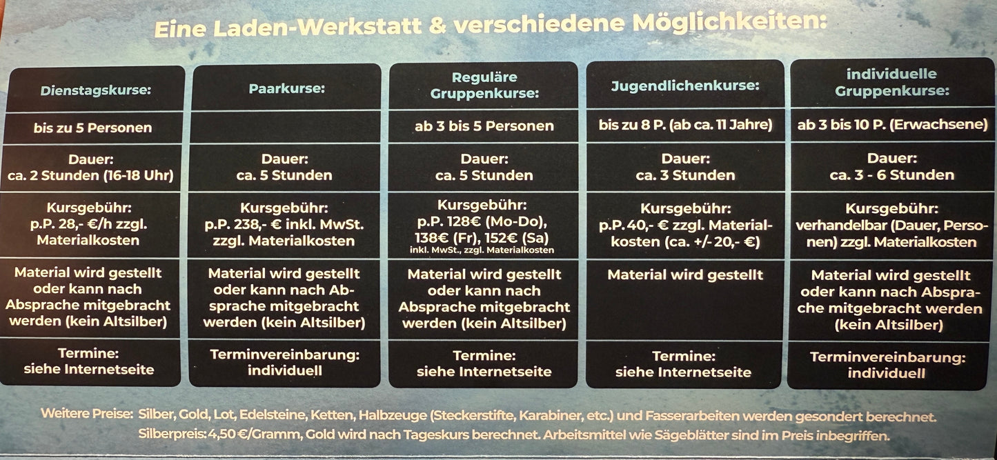 Goldschmiedekurs Gutschein Postversand