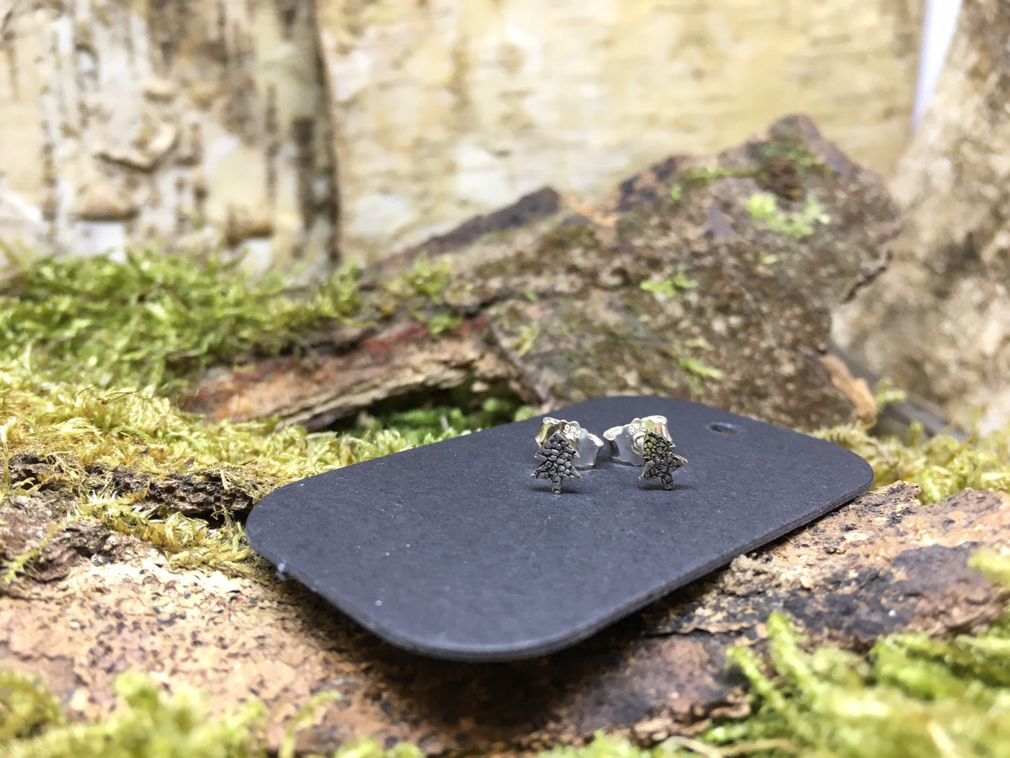 Baum Ohrstecker Silber Handarbeit