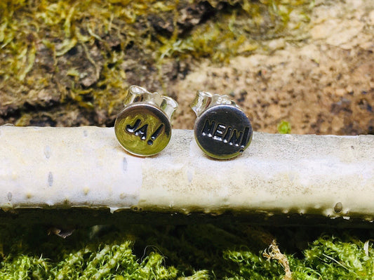 Statement Ohrstecker JA! NEIN! Silber Handarbeit