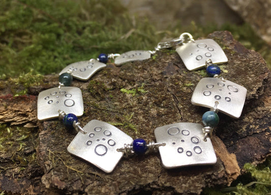 Silberarmband Handarbeit mit Edelsteinen