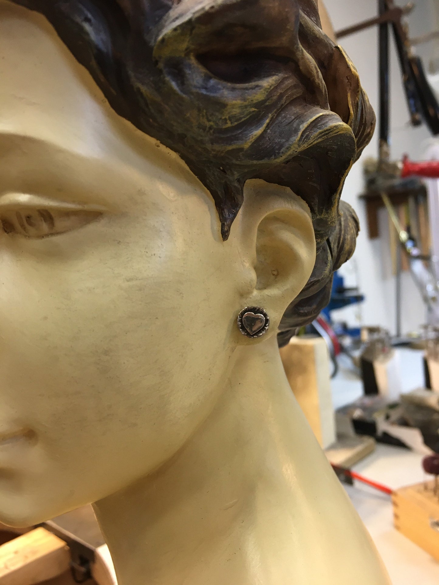 Herz Ohrstecker Silber Handarbeit