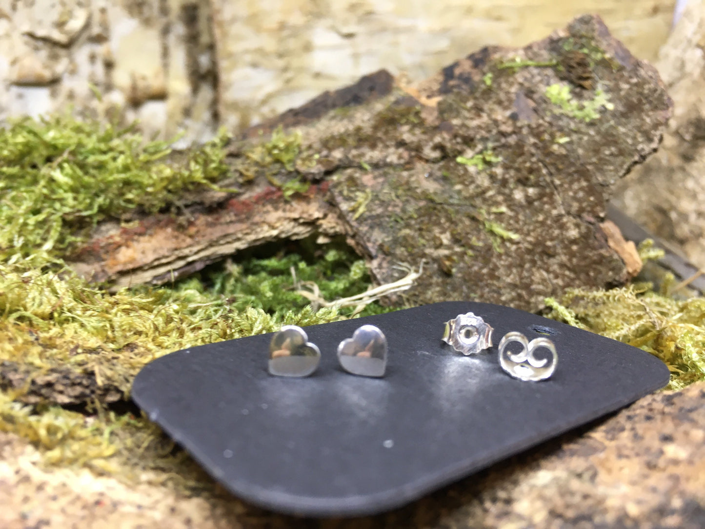 Ohrstecker Herz Silber Handarbeit