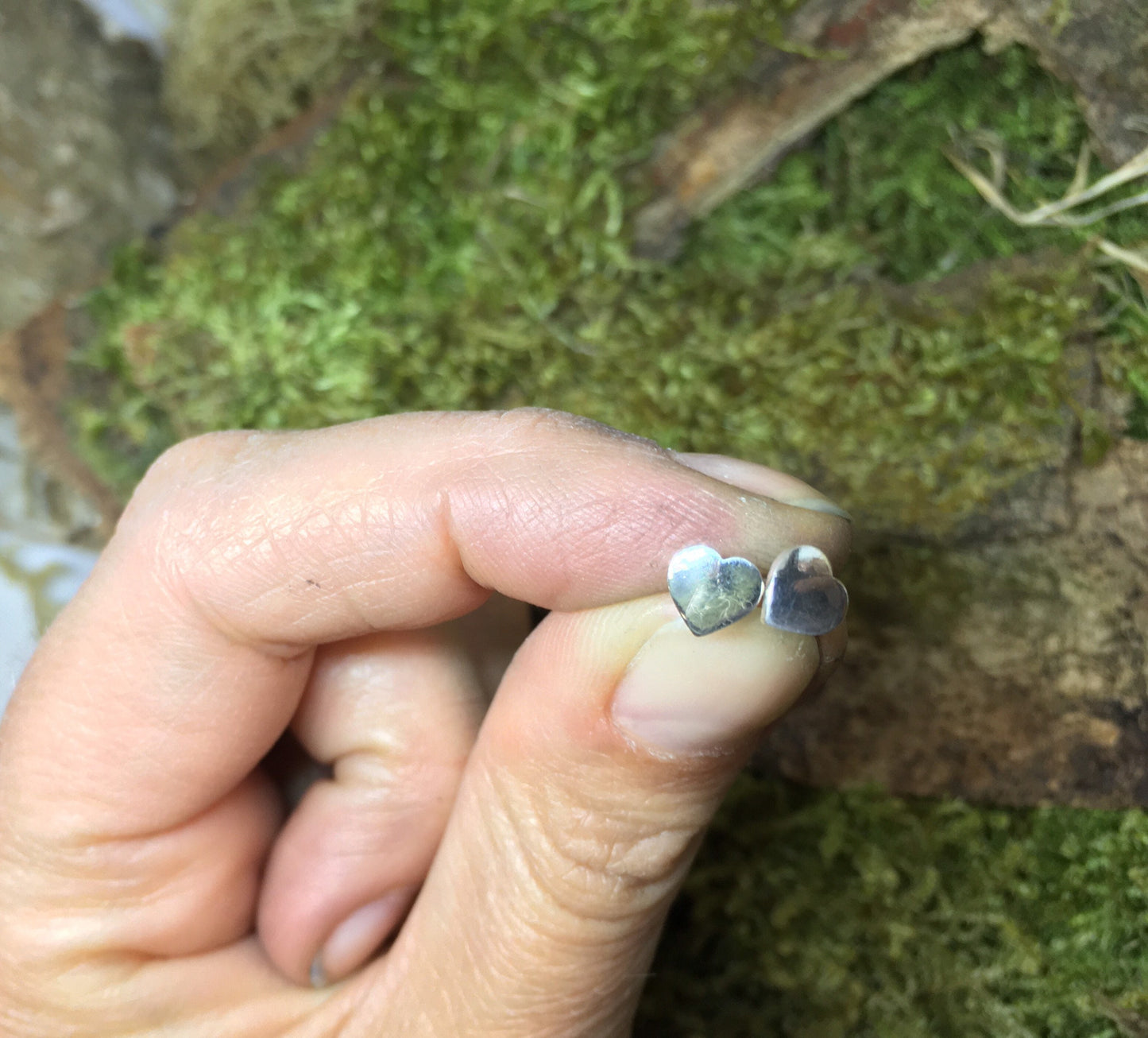 Ohrstecker Herz Silber Handarbeit