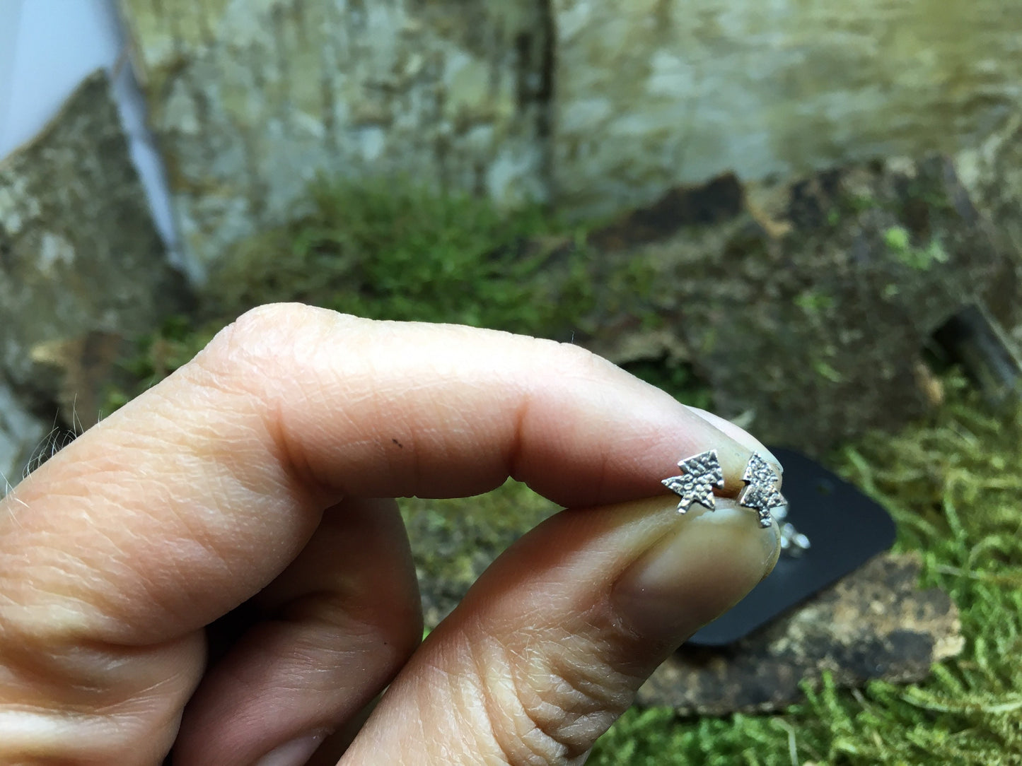 Baum Ohrstecker Silber Handarbeit