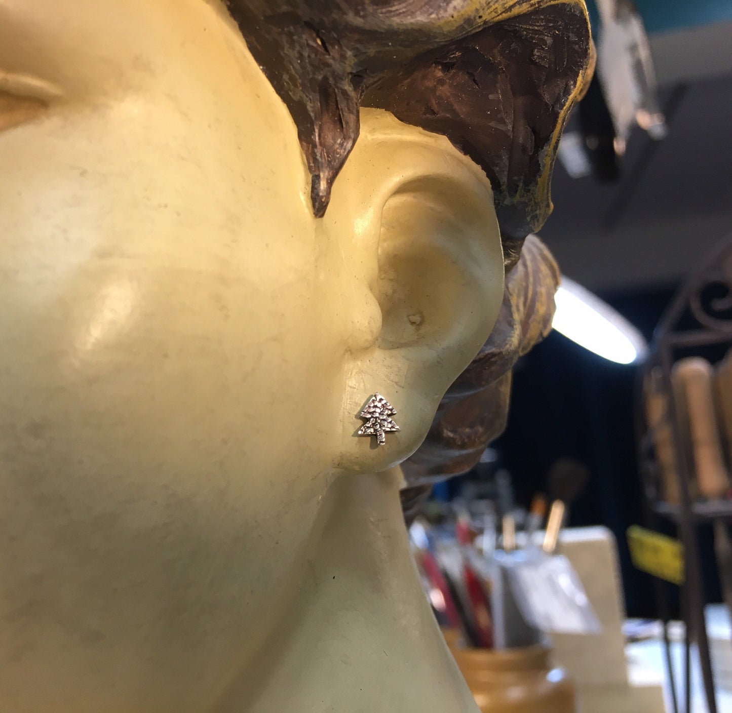 Baum Ohrstecker Silber Handarbeit