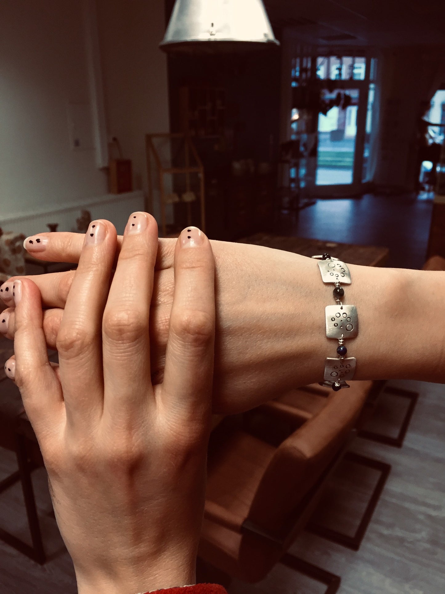 Silberarmband Handarbeit mit Edelsteinen