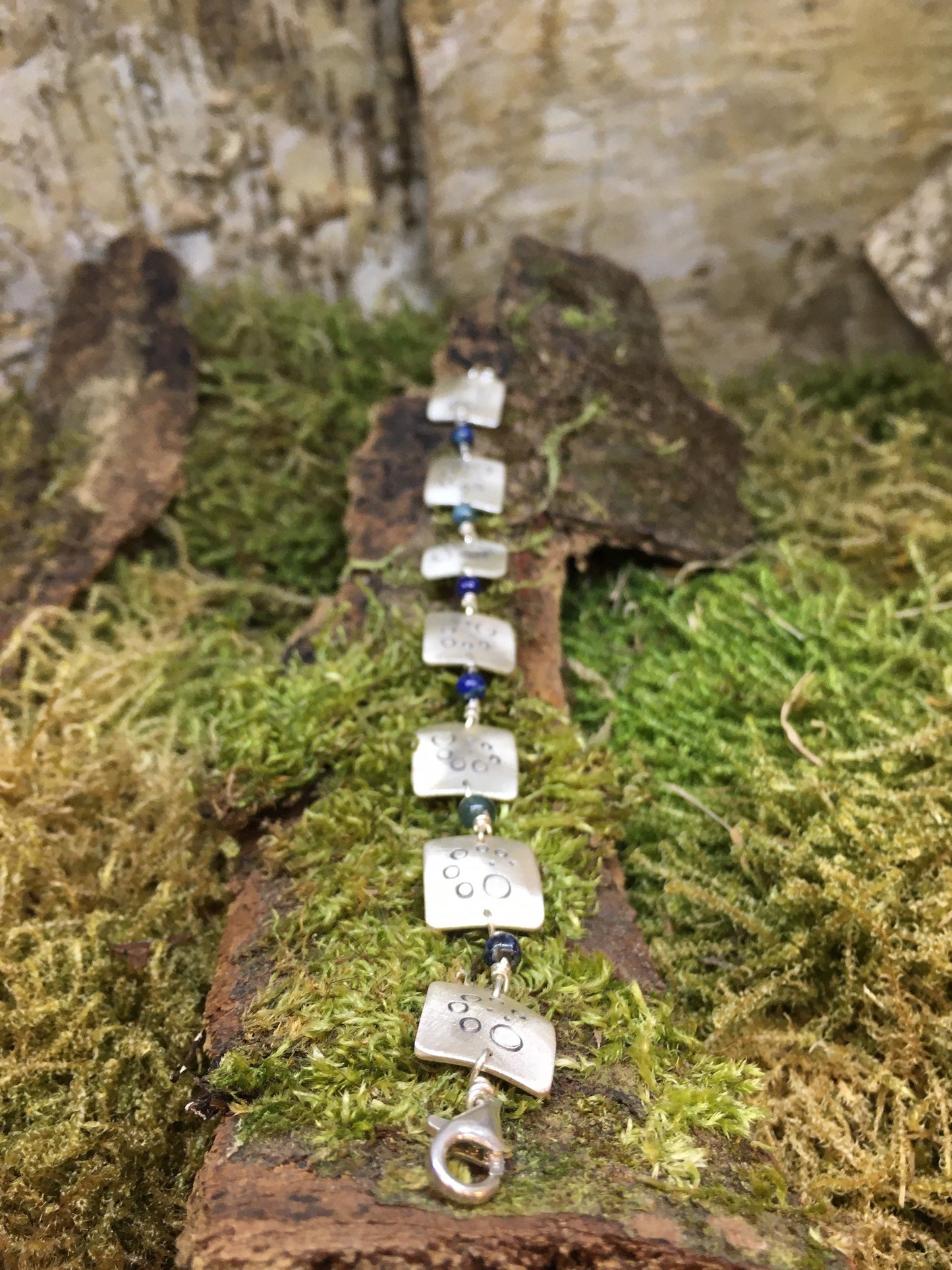 Silberarmband Handarbeit mit Edelsteinen