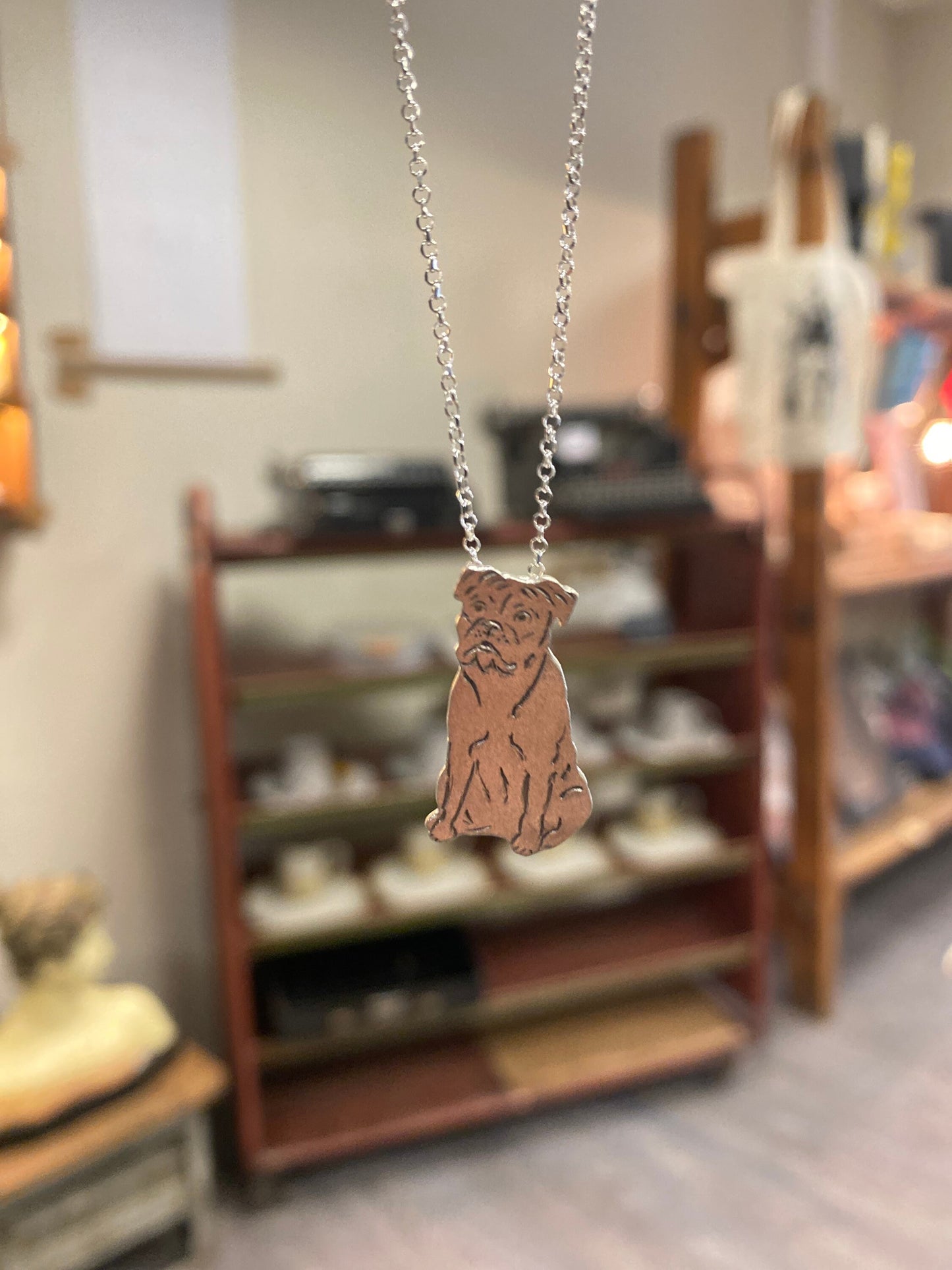 Silberkette mit Unikatanhänger Hund „Bulldogge“