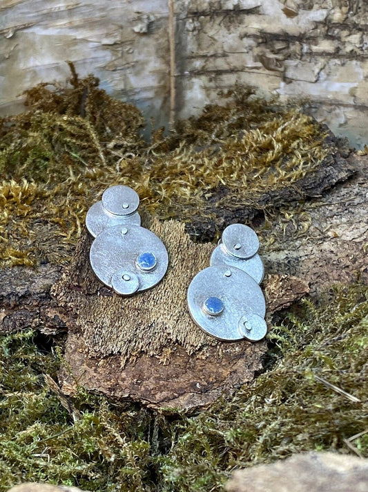 Bewegliche Ohrstecker Silber mit Emaille