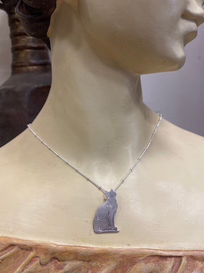 Silberkette mit Unikatanhänger „Katze/Kater“