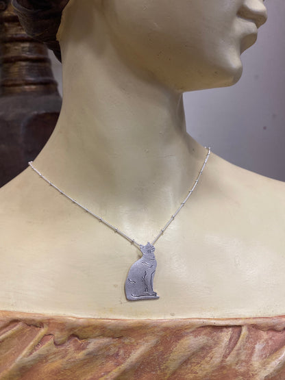 Silberkette mit Unikatanhänger „Katze/Kater“