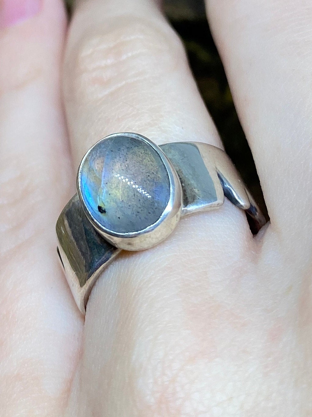 Regenbogen Labradorit Ring Silber Unikat