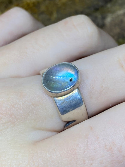 Regenbogen Labradorit Ring Silber Unikat